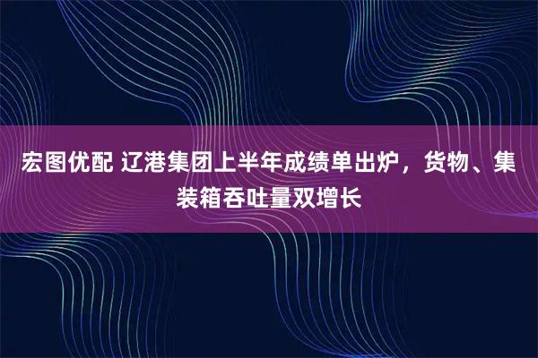 宏图优配 辽港集团上半年成绩单出炉，货物、集装箱吞吐量双增长