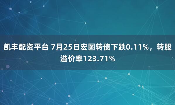 凯丰配资平台 7月25日宏图转债下跌0.11%，转股溢价率123.71%