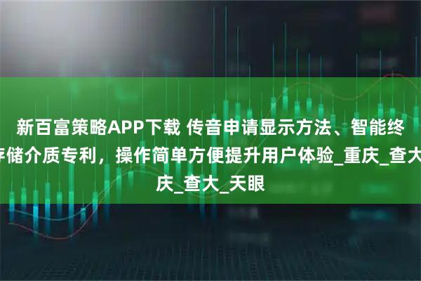 新百富策略APP下载 传音申请显示方法、智能终端及存储介质专利，操作简单方便提升用户体验_重庆_查大_天眼